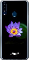 Samsung Galaxy A20s Hoesje Transparant TPU Case - Purple Flower in the Dark #ffffff