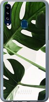 Samsung Galaxy A20s Hoesje Transparant TPU Case - Tropical Plants #ffffff