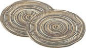 2x Naturel ronde placemats/onderleggers 38 cm - Tafeldecoratie onderlegger rond