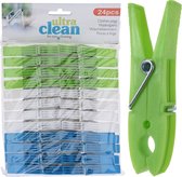 48x Wasknijpers groen/blauw/wit van kunststof 8 cm - Huishouding - De was doen - Was ophangen - Wasknijpers/wasgoedknijpers/knijpers kunststof