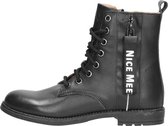 KEQ Meisjes veterboots Veterschoen hoog - zwart - Maat 33