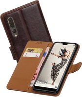 Zakelijke Book Case Telefoonhoesje Geschikt voor de Huawei P20 Pro - Portemonnee Hoesje - Pasjeshouder Wallet Case - Mocca