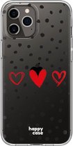 HappyCase Apple iPhone 12 Pro Hoesje Flexibel TPU Stip Hartjes Print