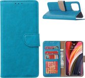 Xssive Telefoon Boek Hoesje met pasjeshouder/kaarthouder voor Apple iPhone 12 - iPhone 12 Pro - Book Case  - Turquoise