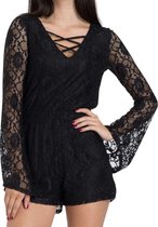 Jawbreaker Playsuit -XL- Lace playsuit Kant Zwart