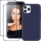 Backcover Hoesje Geschikt Voor: 12 Mini Liquid Silicone rubberen hoesje + 2X volledige Tempered screenprotector - Nachtblauw