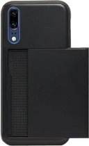 ADEL Kunststof Back Cover Hardcase Hoesje Geschikt voor Huawei P20 - Pasjeshouder Zwart