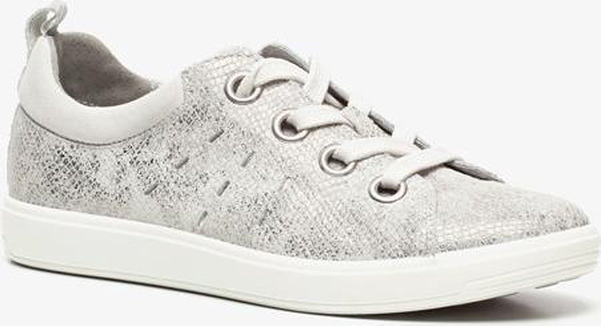 Natuform leren dames sneakers met slangenprint - Grijs - Maat 38 | bol.com