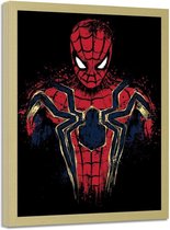 Foto in frame , Spiderman in rood , zwart rood , 70x100cm , wanddecoratie , Premium Print