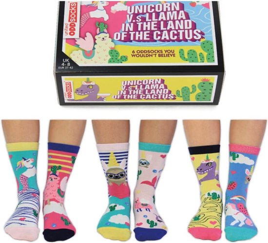 Mismatched socks - Cadeau doosjes verschillende sokken - 6 sokken - Unicorn vs Llama - maat 37 tot 42 Mismatched socks - Cadeau doosjes verschillende sokken - 6 sokken - Unicorn vs Llama - maat 37 tot 42