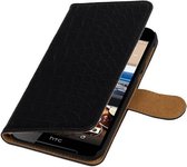 Wicked Narwal | Croco bookstyle / book case/ wallet case Hoes voor HTC Desire 830 Zwart