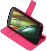 Wicked Narwal | Cross Pattern TPU bookstyle / book case/ wallet case voor Motorola Moto E (3nd Gen) E3 Roze