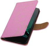 Wicked Narwal | Lace bookstyle / book case/ wallet case Hoes voor Motorola Moto G4 Play Roze
