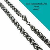 Vossenstaartketting-60cm-7mm-staal-zilver-heren