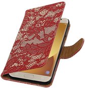 Wicked Narwal | Lace bookstyle / book case/ wallet case Hoes voor Samsung Galaxy J5 (2017) J530F Rood