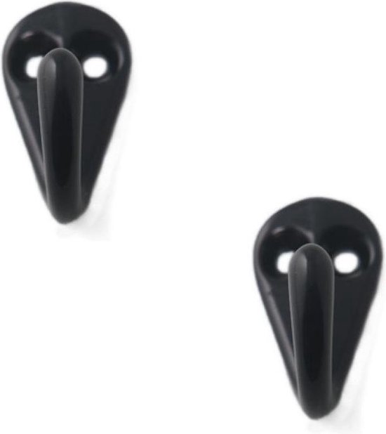 5x Luxe kapstokhaken / jashaken zwart met enkele haak - hoogwaardig aluminium - 3,6 x 1,9 cm - aluminium kapstokhaakjes / garderobe haakjes