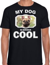 Franse bulldog honden t-shirt my dog is serious cool zwart - heren - Franse bulldogs liefhebber cadeau shirt XL