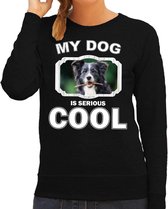 Border collie  honden trui / sweater my dog is serious cool zwart - dames - Border collies liefhebber cadeau sweaters L