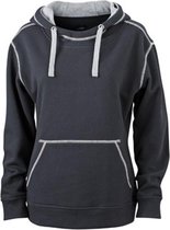 James and Nicholson Vrouwen/dames Lifestyle Hoodie (Zwart/Grijze Heide)