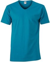 James and Nicholson Heren Slim Fit V Hals T-Shirt (Caribisch Blauw)
