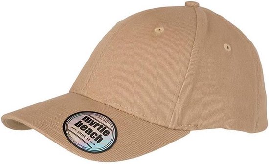 Myrtle Beach Volwassenen Unisex 6 Panel Elastische Fit Baseball Cap (Beige)