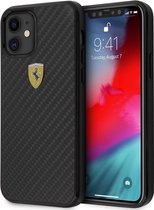 iPhone 12 Mini Backcase hoesje - Ferrari - Effen Zwart - Carbon