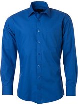 Chemise à manches longues en popeline James and Nicholson hommes (bleu royal)