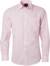 Chemise à manches longues en popeline James and Nicholson hommes (rose clair)