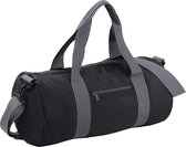 Bagbase Gewoon Varsity Barrel / Duffle Bag (20 Liter) (Zwart/Grijs)