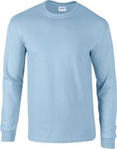 Gildan Heren Effen Bemanningsleden Hals Ultra Katoen Lange Mouw T-Shirt (Lichtblauw)