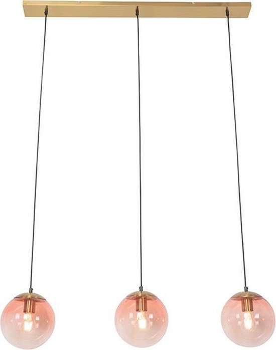 QAZQA pallon - Art Deco Hanglamp eettafel voor boven de eettafel | in eetkamer - 3 lichts - L 1000 mm - Roze - Woonkamer | Slaapkamer | Keuken