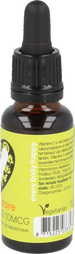 G dichters wapenkamer Vitaminstore - Vitamine D3 vloeibaar 10 mcg (400 IE vitamine d druppels) -  25 ml | bol.com