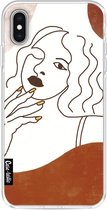 Casetastic Apple iPhone XS Max Hoesje - Softcover Hoesje met Design - Line Art Woman Print