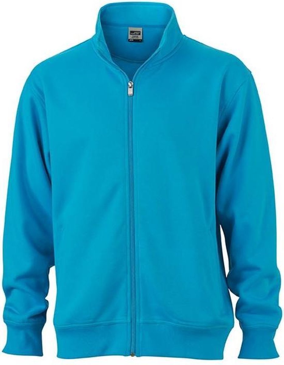 James and Nicholson Unisex Workwear Sweat Jacket Turquoise