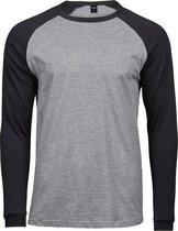 Tee Jays Herenshirt met lange mouwen Baseball T-Shirt (Heide Grijs/Zwart)