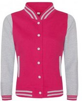 AWDis Womens/Ladies Girlie Varsity Jacket (Hot Pink/Heather Grey)