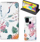 Wallet Bookcase Geschikt voor Samsung Galaxy M31 Telefoonhoesje Bird Flowers