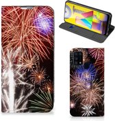 Smartphone Hoesje Kerstcadeau Geschikt voor Samsung Galaxy M31 Portemonnee hoesje Vuurwerk