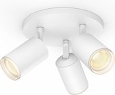 Philips Hue Fugato Opbouwspot - White and Color Ambiance - GU10 - Wit - 3 x 5,7W - Bluetooth