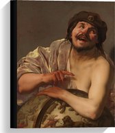 Canvas  - Oude meesters - Democritus, Hendrick ter Brugghen, 1628 - 30x40cm Foto op Canvas Schilderij (Wanddecoratie op Canvas)