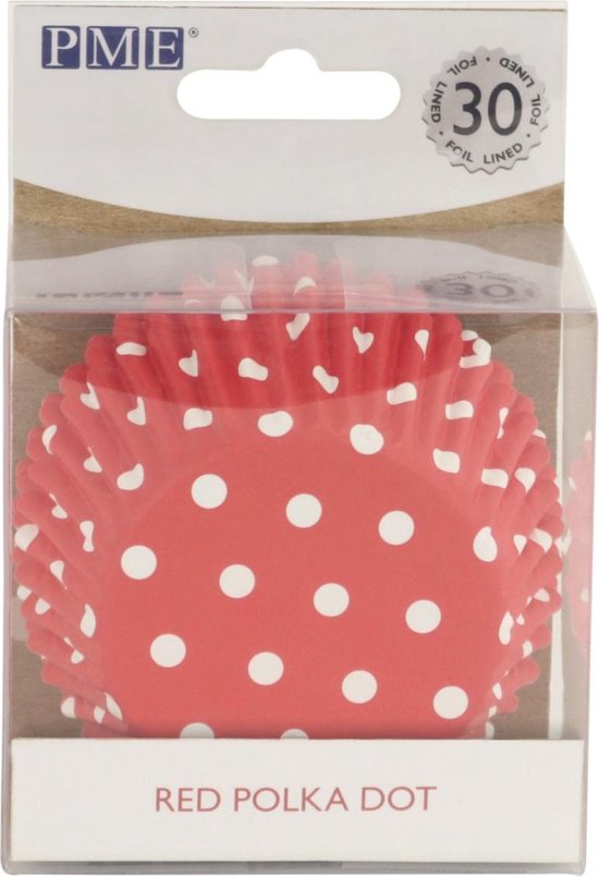 Caissette à cupcake 3cm pois rouge/blanc 200 pièces