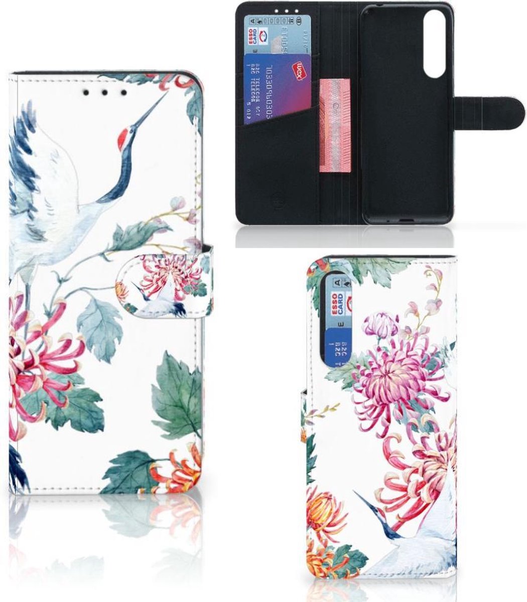 Sony Xperia 1 II Telefoonhoesje met Pasjes Bird Flowers