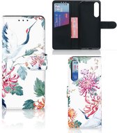 Telefoonhoesje Sony Xperia 1 II Wallet Bookcase Bird Flowers
