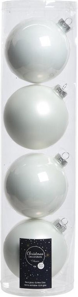 16x Winter witte glazen kerstballen 10 cm - Mat/matte - Kerstboomversiering winter wit