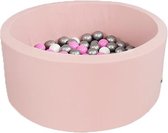 Ronde Ballenbad 90x30 Smart Roze incl. 150 ballen (zilver/roze/wit) - Ballenbad baby - Ballenbad Rond - Ballenbad Misioo - Ballenbak baby - Ballenbak - Luxe ballenbak voor kinderen - Luxe bal