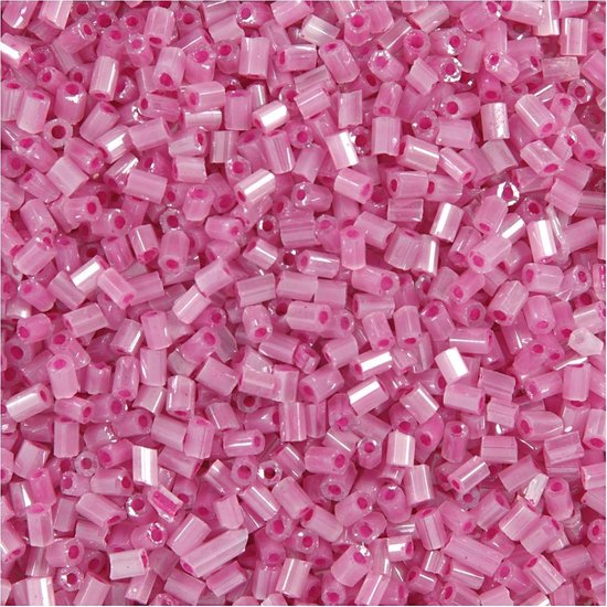Rocailles 2-cut, d 1,7 mm, afm 15/0 , gatgrootte 0,5 mm, roze, 25 gr/ 1 doos
