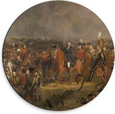 Dibond Wandcirkel - Oude Meesters - De Slag bij Waterloo, Jan Willem Pieneman, 1824 - 30x30cm Foto op Aluminium Wandcirkel (met ophangsysteem)