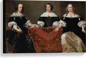Canvas  - Oude Meesters - Portretten van drie regentessen, Ferdinand Bol - 60x40cm Foto op Canvas Schilderij (Wanddecoratie op Canvas)