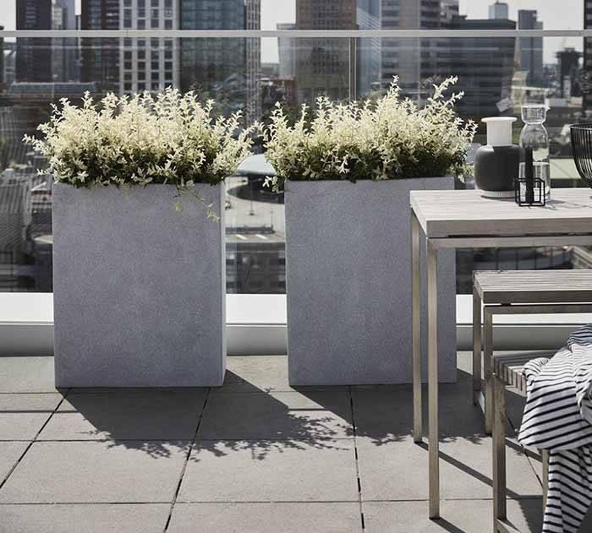Capi Europe Envelope Planter Terrazzo - 60x25x74 - Black