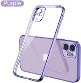 geschikt voor Apple iPhone 11 vierkante metallic case - paars